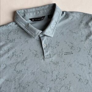 Travis Mathew Marble Print Seafoam Blue‎ Performance Golf Polo Shirt Men’s XL